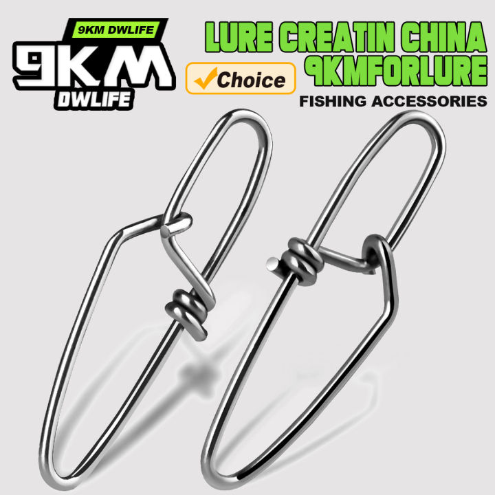 9KM 50Pcs Fishing Snap Clip for Quick Fishing Lure Connector, Stainless Steel Fishing Interlock Snap