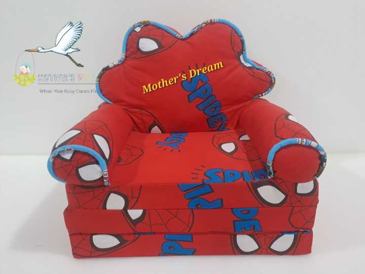 3 Layer Cute Children Seat Kids Cartoon Printed Convertible Sofa Bed 2 in 1 , 100% Cotton Fabric, FOR  1 TO 4 YEAR AGE ONLY