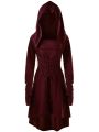 Medieval Cosplay Renaissance Archer Costumes Hooded Robe Lace Up Pullover Long Hoodie Dress Cloak Halloween Party.