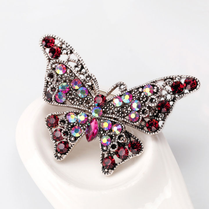 Rhinestone Butterfly Brooch Pins Trendy Alloy Enamel Metal Lapel Pin Glittering Multi-Color Optional For Women Small Access