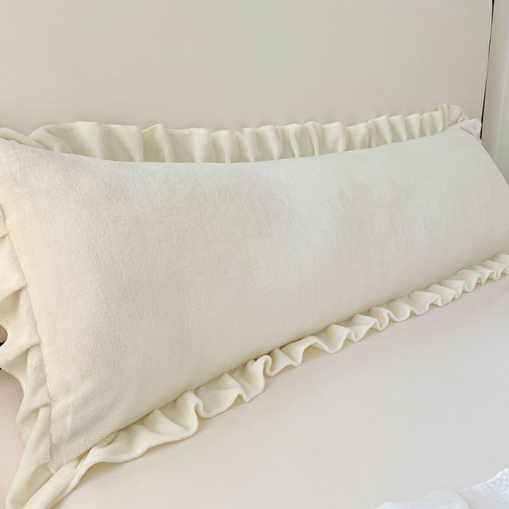 Length Sleeping Pillowcase with Ruffle Winter Couple Double Fleece Flannel Warmth Big Size Pillow Covers Home Bedding 45*180cm