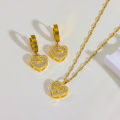 Cute Beating Heart Zircon Crystal Necklace Earrings For Women 18K Gold Plated Stainless Steel Jewelry Set Female Clavicle Chain. 