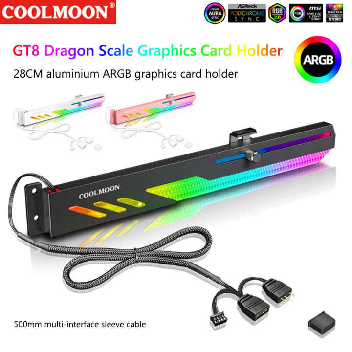 Horizontal Rack Gpu COOLMOON GT8 Horizontal GPU Support 5V ARGB Bracket Support Computer ...