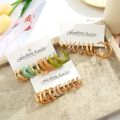 15 Sets Of Color Geometric C Alloy Resin Earrings For New Festive Parties In Europe And The United States. 