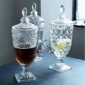 Glass Beverage Dispenser, 3L Large Glass Juice Jug, Glass Drinking Cup, Fruit Juice Container With Lid, With Leak-Proof Faucet, Can Be Used For Pool Party And Social Events E. 