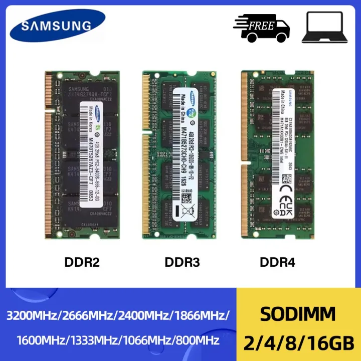 Samsung Laptop Memoria 16GB 8GB 4GB 2GB DDR2 667 800MHz DDR3 1600 1066 1333 1866MHz DDR4 3200 2133 2400 2666MHz Notebook RAM