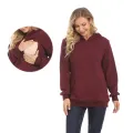 New Winter Maternity Hoodie Breastfeeding Clothes Warm Fleece Pregnant Sweater Zipper Feeding Opening Big Size S TO XXXL. 