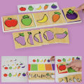 Wooden Montessori Early Education Fruit Vegetable Pairing Puzzle Kids Color Recognition Game Educational Toys For Children. 