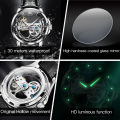 OLEVS 6661 Full Transparant Skelton Flywheel Automatic Mechanical Men's Watch Leather Strap Luxury Brand Original Man Wristwatch. 