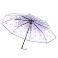 Cherry Flower Transparent Umbrella Anti-UV 3 Fold Clear Sun Rain Umbrella Paraguas Plegable Mujer Women Girls Sakura Umbrella. 