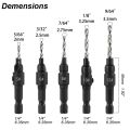 Countersink Drill Bit Set for Wood Counter Sink Wood Pilot Screw Hole Cutter Counterbore Reamer Tapered Chamfer Woodwooking Tool. 