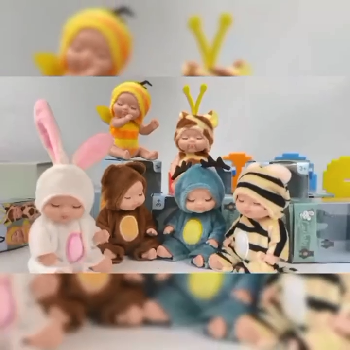 Realistic cute Baby Dolls Cute Small Baby Doll with Animal Clothes mini size  Doll  Suitable for Baby Gifts for Boys and Girls  Birthday Gift