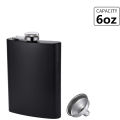 LMETJMA Matte Black Hip Flask for Liquor Stainless Steel Leak proof with Funnel Flask set Drinking Whiskey Flask KC0454.