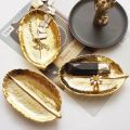 Golden Leaf Jewelry Plate Storage Plate Key Plate Creative Decoration. 