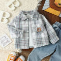 Baby's Boys Long Sleeve Blouse Coat Jacket Outwear 2025 Spring Autumn Plaid Shirts With Pocket Children's Clothes For 1-3Y. 