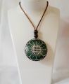 Handmade coconut shell neklace traditional flower pendant two side hand painting juwellary eco friendly.. 
