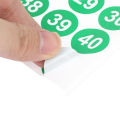 Number 1-106 PVC sticker, circle size 19mm. 100% water resistant, cold tear, hard, sunny resistant, 6 tones color. 