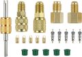 20pcs/set Mini Split R410A R134A Adapters 5/16" 1/4" SAE Plug 1/2" Acme Male To Female Brass Fitting Kit with Valve Core Remover. 