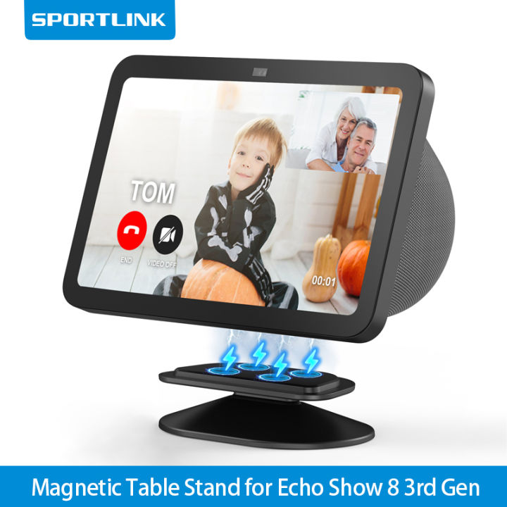 SPORTLINK Table Holder for Echo Show 8 3rd Generation 2023 Magnetic Stand Adjustable Tilt Angle Anti Slip Base Accessories Black