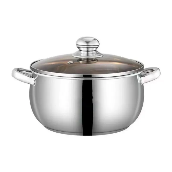 Stainless Steel Stock Pot with Glass Lid 5L Gas Stove Induction ...