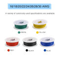 5 Colors 16/18/20/22/24/26/28/30 AWG Stranded Electrical Wire Flexible Silicone Tinned Copper Wires 18 Gauge Hookup Wire Cable. 