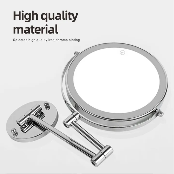 8%20inch%20Wall%20Mounted%20Makeup%20Mirror%205/7/10X%20Magnifying%20Double%20Side%20Folding%20Arm%20Extend%20USB%20Charging%20Bathroom%20Smart%20Cosmetic%20Mirrors%20-%20Image%205