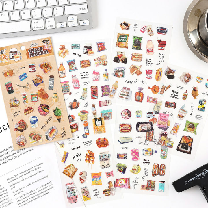 Journamm 6sheets Vintage Scrapbook Stickers PET Diary Sticker Pack for ...