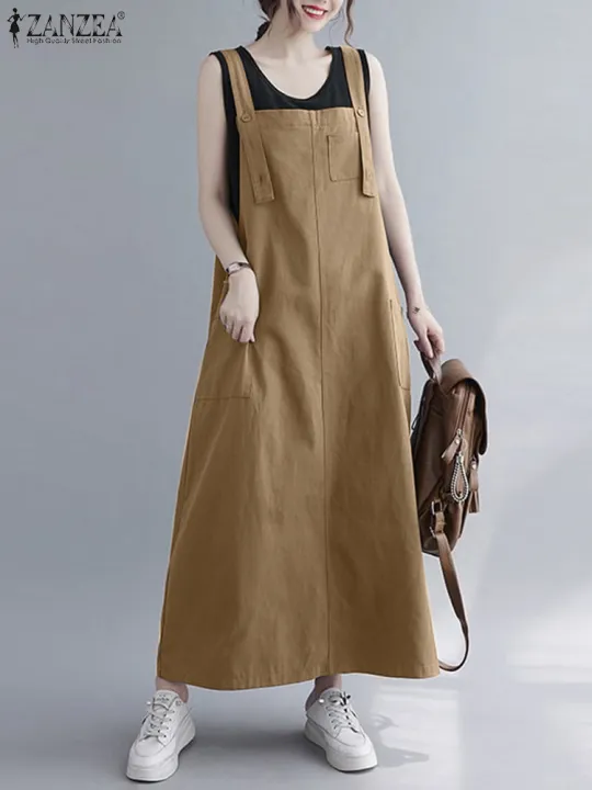 ZANZEA%20Women%20Sleeveless%20Maxi%20Dress%20Fashion%20Workwear%20Pockets%20Vestidos%202023%20Summer%20Adjustable%20Shoulder%20Straps%20Dresses%20Streetwear%20-%20Image%205