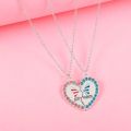 Luoluo&baby 2Pcs/set Delicate Rhinestone Butterfly Heart Best Friend Necklace for Kids Girls Fashion Friendship Gifts. 