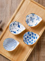 4pcs Ceramic Plate Japanese Style Household Seasoning Pottery Mini Dipping Dish Sushi Soy Sauce Snack Tableware. 