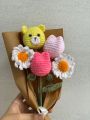 Crochet handmade bouquet with complementary khaaki wrapping and stamped custom note. 