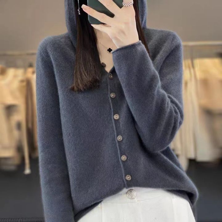 First%20Line%20100%25%20Merino%20Wool%20Knitted%20Cardigan%20Women's%20Autumn%20And%20Winter%20Hoodie%20Loose%20Sweater%20Fashionable%20Versatile%20Coat%20Top%20YC014%20-%20Image%206