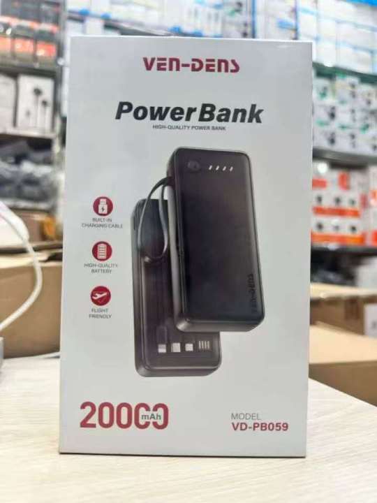 ven dens 20000 mh power bank with 4 data cable. PB059