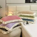 Lace  Thickened Milk Velvet Pillow Case Pair   Cozy Skin-friendly Dual-sided Pillowcase Single Person Pillow. 
