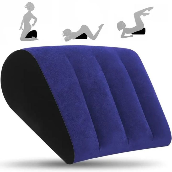 PVC Flocking Silicone Pillow Blue+Black Inflatable Inflatable Pillow Triangle Cylinder Wedge Soft Cushion