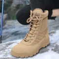 Men Boots Winter Desert Boots Outdoor Trekking Camping Boots Waterproof Non-Slip Man Warm High Boots. 
