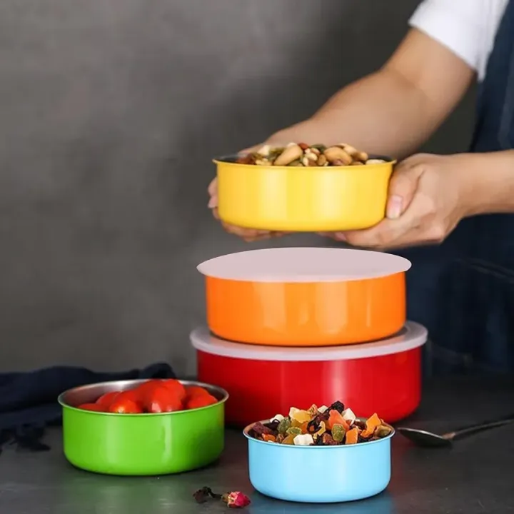 5%20Pcs%20Stainless%20Steel%20Home%20Kitchen%20Food%20Container%20Storage%20Mixing%20Bowl%20Set%20Color%20Crisper%20Stainless%20Steel%20Round%20Five%20Piece%20Set%20with%20Lid%20Sealed%20Bowl%20UJu851%20(Yellow,%20One%20Size)%20-%20Image%203
