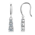 IOGOU Original 925 Sterling Silver 1.80CTTW D Color Moissanite Drop Hook Earrings for Women 3-Stone Dangel Earring Wedding Hoops. 