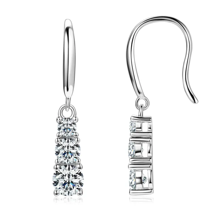 IOGOU%20Original%20925%20Sterling%20Silver%201.80CTTW%20D%20Color%20Moissanite%20Drop%20Hook%20Earrings%20for%20Women%203-Stone%20Dangel%20Earring%20Wedding%20Hoops%20-%20Image%208