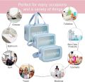 3pc Set Cosmetic Bag Pouch Transparent PVC Travel Toiletry Makeup Wash Bag. 
