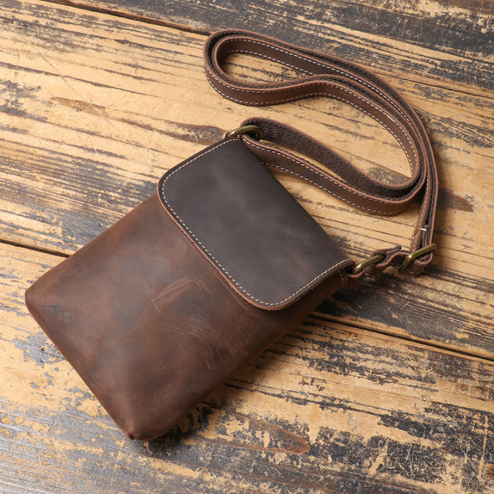 Genuine%20Leather%20Retro%20Sling%20Crossbody%20Bags%20Men%20Phone%20Key%20Organizer%20Bag%20Wallet%20Men's%20Flip%20Magnetic%20Buckle%20Shoulder%20Bag%20-%20Image%203