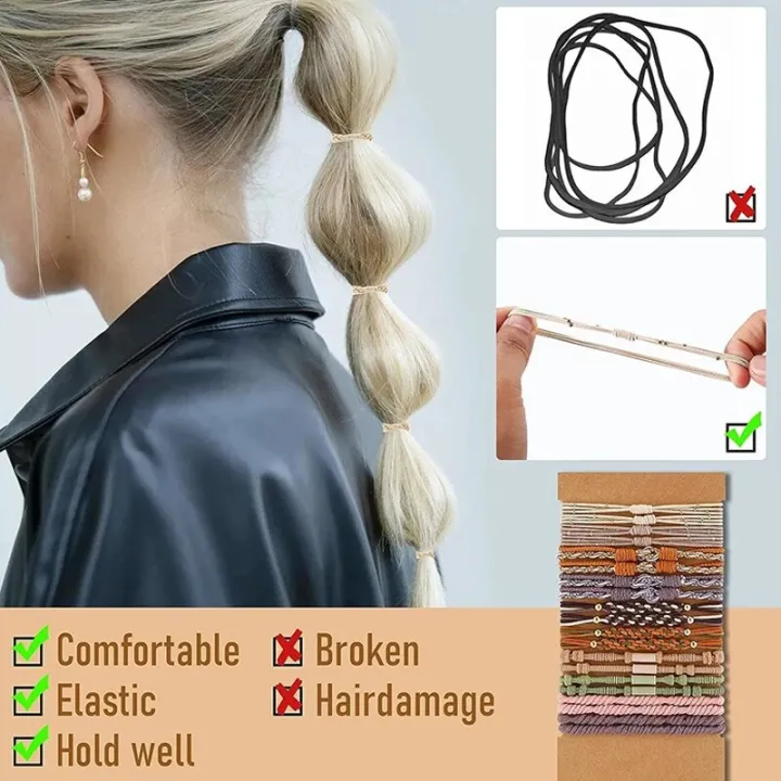 20pcs%20Boho%20Hair%20Ties%20For%20Women%20Braided%20Hair%20Rope%20Bracelet%20For%20Thick%20Hair%20Seamless%20Ponytail%20Holder%20Hair%20Accessories%20-%20Image%202
