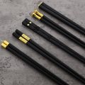 5 Pairs Janpanese Reusable Chopsticks Black Sushi Sticks For Food Noodles Alloy Chinese Korean Chopsticks Kitchen Tableware.