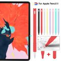 Good quality Cartoon silicone pen case for ApplePencil 2 generation Anti-slip and anti-drop tablet stylus case Solid color Cover.