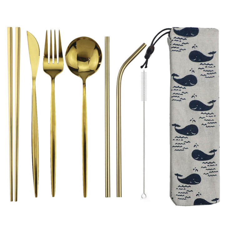 8pcs%20Dinneware%20Set%20Portable%20Travel%20Blue%20Cutlery%20Set%20Stainless%20Steel%20Knife%20Fork%20Spoon%20Chopsticks%20Straw%20Silverware%20with%20Pouch%20-%20Image%204