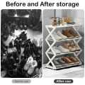 Four-layer multifunctional home storage folding shoe rack, space-saving and easy-to-assemble storage organizer.
