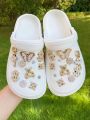 18pcs Fashionable Gold Tone Rhinestone Bear Shoe Boot Accessories Suitable For Clogs, Garden Shoes, Beach Shoes, DIY Detachable.