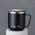 304 Stainless Steel Coffee Mugs Portable Cups Heat Insulation Anti-fall Thermos Mug Home with Cover and Handle 400ml Mug. 