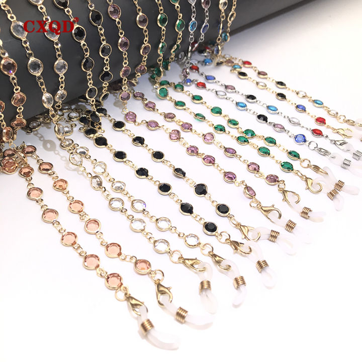 Colorful Crystal Bead Eyeglass Holder Fashion Glasses Chain for Women Eye Accessories Eyewear Straps Cord Sunglasses String