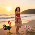 Girls Moana Princess Dress Cosplay Costume with Necklace Wig Set Summer Beach Birthday Party Outfit Kids Carnival 2-8Y Vestido. 